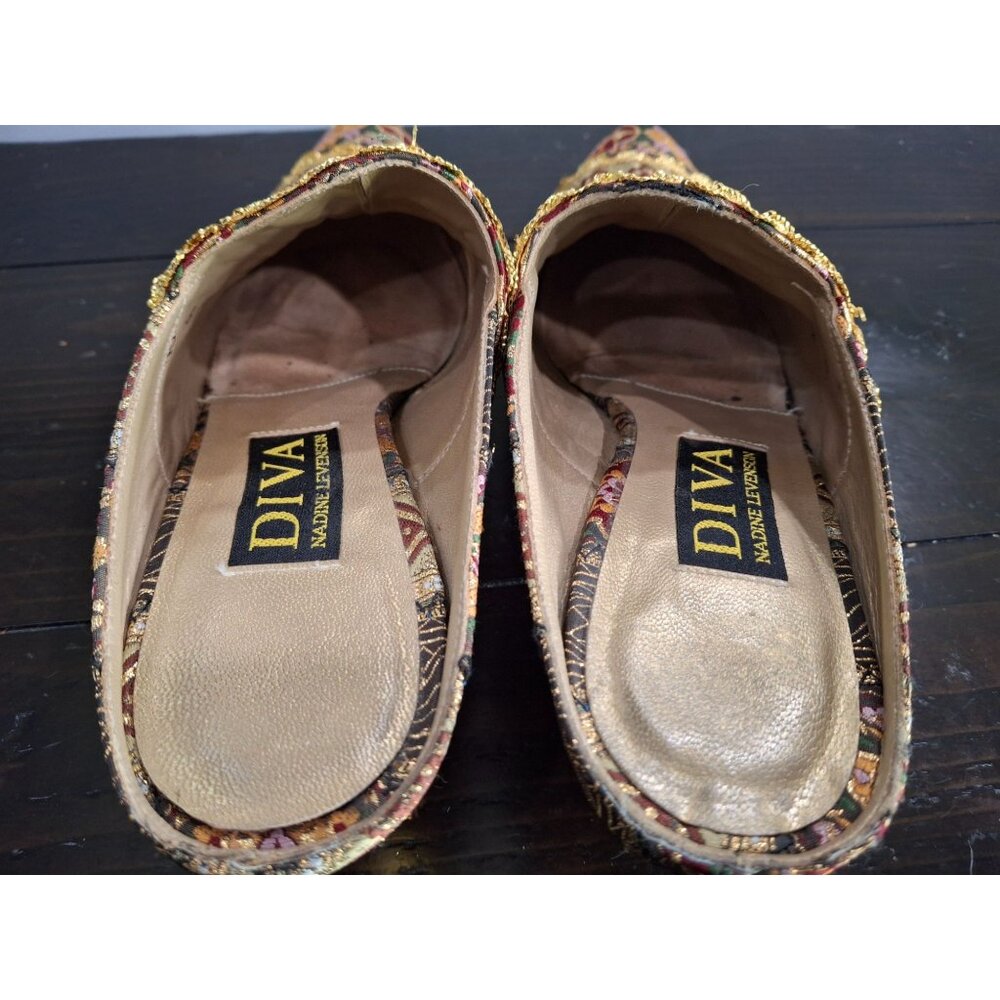 Diva Brown and Gold Embroidered Mules - Picture 9 of 9